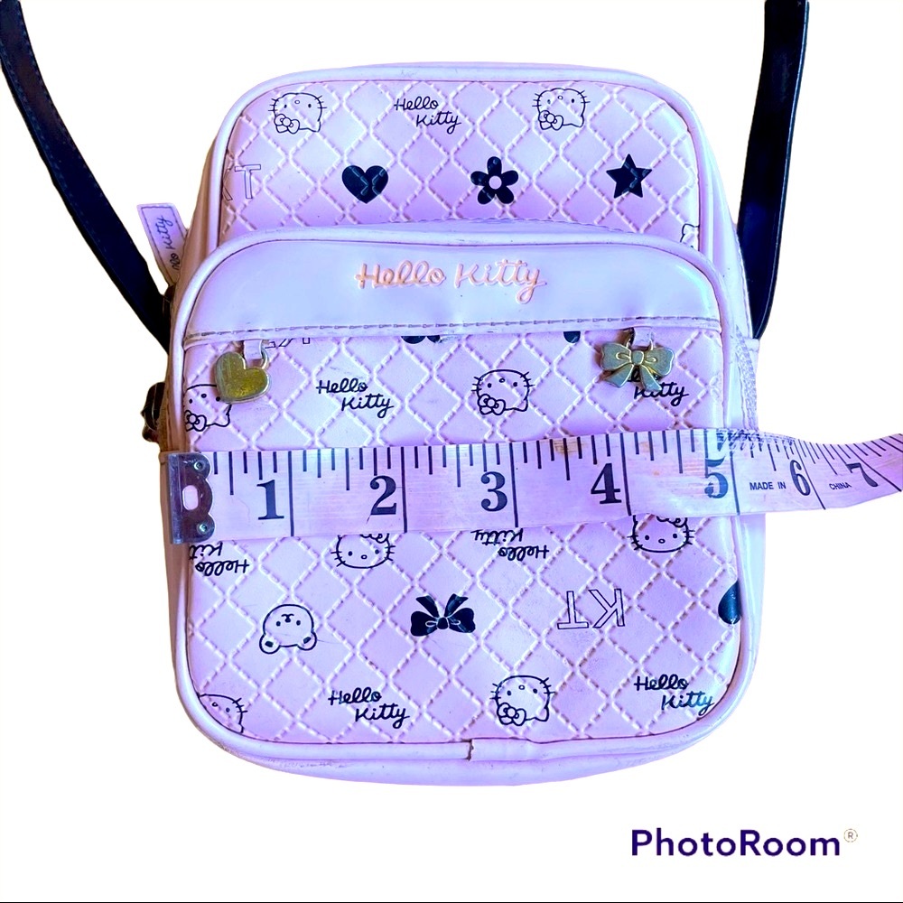 Vintage Sanrio Hello Kitty Bag Faux Leather Pink and Black Messenger Bag - Picture 11 of 12